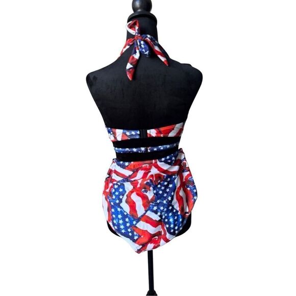 NWT Aonishua American flag high waist bikini (L) - Picture 3 of 7